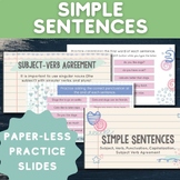 Simple Sentences Lesson and Practice Slides for Subjects, 