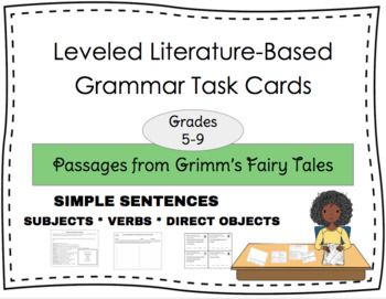 Preview of Simple Sentences PRINTABLE Task Cards - Grimm's Fairy Tales