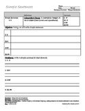 simple sentences worksheet teachers pay teachers