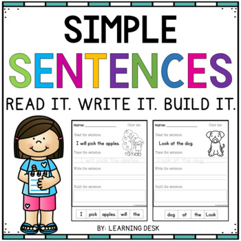 simple sentences worksheets writing simple sentences kindergarten first grade