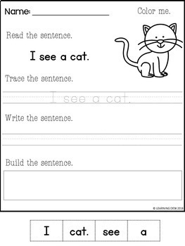 writing sentences worksheets first