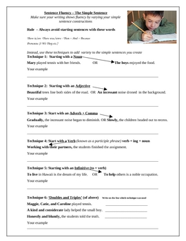 Simple Sentences and Sentence Fluency by Quality Counts | TpT