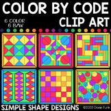 Simple Shapes Color by Number or Code Clip Art
