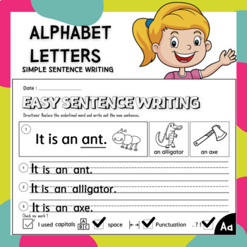 kindergarten simple Sentence Handwriting Practice