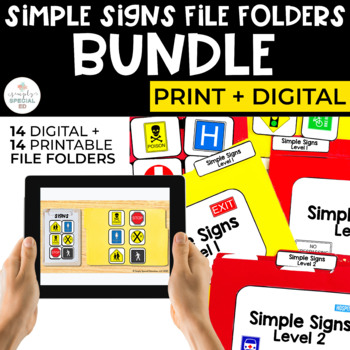 Preview of Simple Signs File Folders Bundle for Special Education (Digital File Folders)