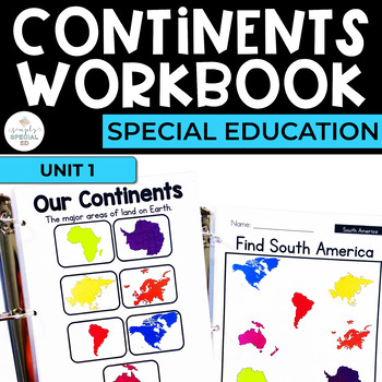 Preview of Continents: Geography Workbook for Special Ed