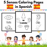 Simple Spanish 5 Senses Coloring Pages for PreK and K Kids