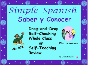 Preview of Simple Spanish Saber and Conocer drag – and – drop self-checking Activity