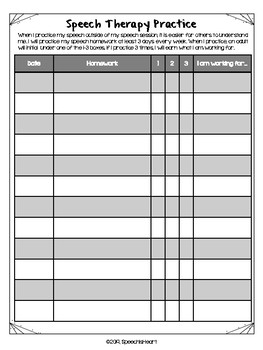 speech therapy homework template