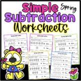 Simple Spring Subtraction Worksheets Kindergarten Numbers 0-5