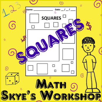 Preview of Simple Squares Worksheet Coloring Morning Work Math Brain Break
