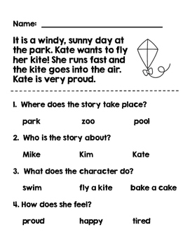 Simple Stories And Reading Prehension Questions By