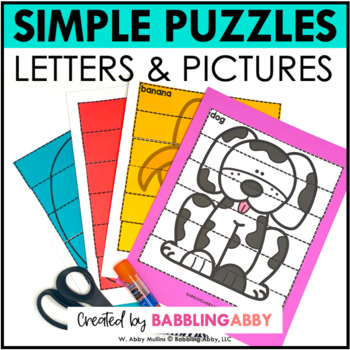 Preview of Simple Strip Puzzles: Alphabet Literacy Center | Cutting | Fine Motor Work