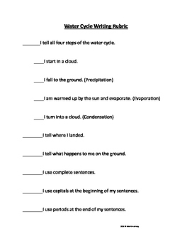 Preview of Simple Student Water Cycle Writing Checklist