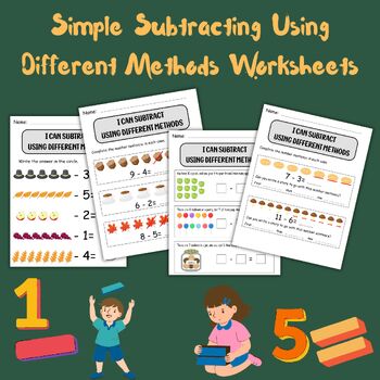 Preview of Simple Subtracting Using Different Methods Sheet Simple Activity Math For Kids