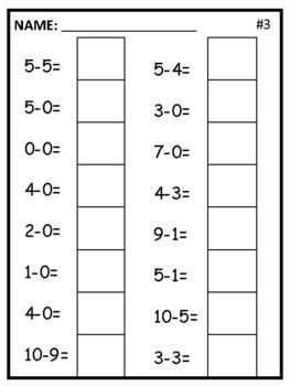Simple Subtraction Math Worksheets for Kindergarten by Calling All ...