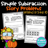 Simple Subtraction Story Problems Worksheets Fall Theme