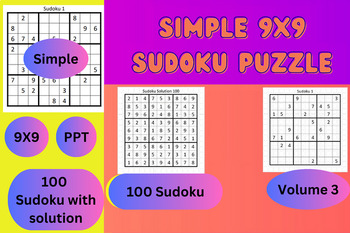Preview of 100 Simple Sudoku Puzzles with Solution Vol 3