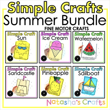 Preview of Simple Summer Crafts Fine Motor Activities Bundle