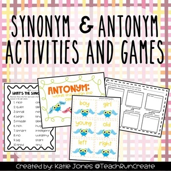 Synonyms and Antonyms Activities and Games by Katie Jones | TpT