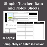 Simple Teacher Data and Note Taking Sheets