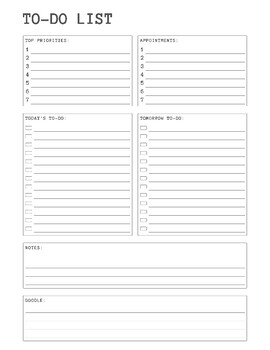 Preview of Simple To Do List Planner for Teachers and Students