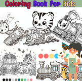 Free Simple Train Coloring Book for Kids