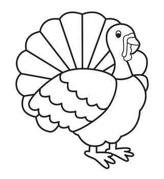 Simple Turkey line clip art black and white by Holly Brooke Jones
