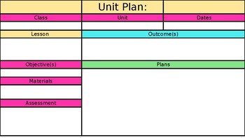 Preview of Simple Unit Plan Template