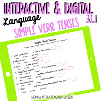 Preview of Simple Verb Tenses Distance Learning Task Slides Google Drive Classroom