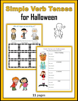 Preview of Simple Verb Tenses for Halloween - Past, Present, Future