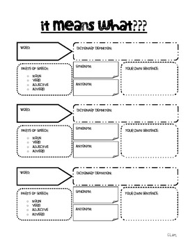 Preview of Simple Vocabulary Graphic Organizer