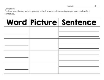 simple vocabulary worksheet by sarah lindsay teachers pay teachers