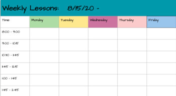 Preview of Simple Weekly/Daily Lesson Planning Template