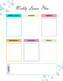 Simple Weekly Lesson Planning Sheet: Colorful Butterflies 