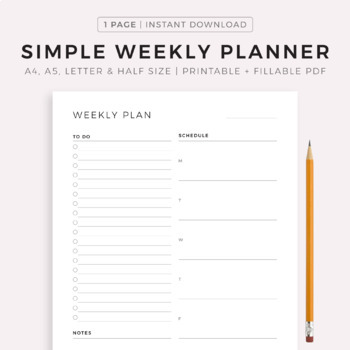 Versterken Diversiteit Gastheer van Simple Weekly Planner Printable, Weekly To Do List, Weekly Agenda