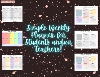 Preview of Simple Weekly Planner for Students AND Teachers