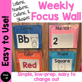 Preview of Simple Weekly Preschool Focus Wall | Letters, Numbers, Colors, and Shapes