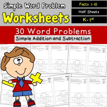 Preview of Simple Word Problem Worksheets Using Addition and Subtraction Facts 1-10