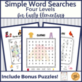 Simple Word Searches Bundle for PreK, Kindergarten, 1st, 2