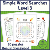 Simple Word Searches for 1st, 2nd Grade: Level 3