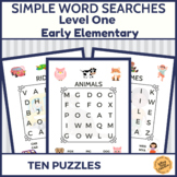 Simple Word Searches for Kindergarten and First Grade Level 1