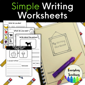 Preview of Simple Writing Worksheets Printable: Special Education, Autism