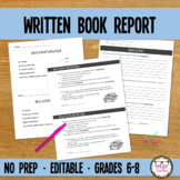 Simple Written Book Report | Independent Reading Assessment