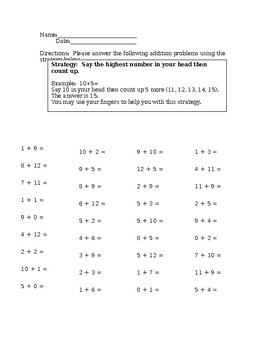 Preview of Simple addition worksheet