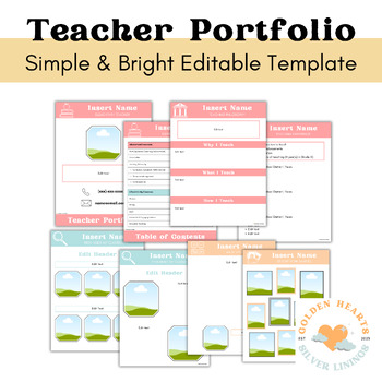 Simple and Bright Themed Teacher Portfolio - EDITABLE | TPT