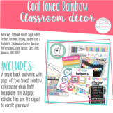 Simple and Clean Cool Toned Rainbow Classroom Decor