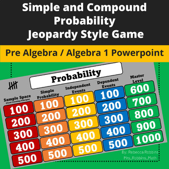 Preview of Simple and Compound Events Probability Game - Algebra Jeopardy Review PowerPoint