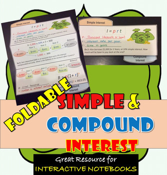 Preview of Simple and Compound Interest Foldable PDF + EASEL