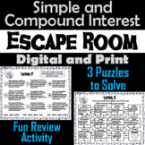 Simple and Compound Interest Activity: Algebra Escape Room